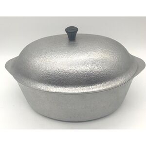 Club Aluminum Dutch Oven 15 Inch Silver Hammered Cast Aluminum Oval Roaster Lid